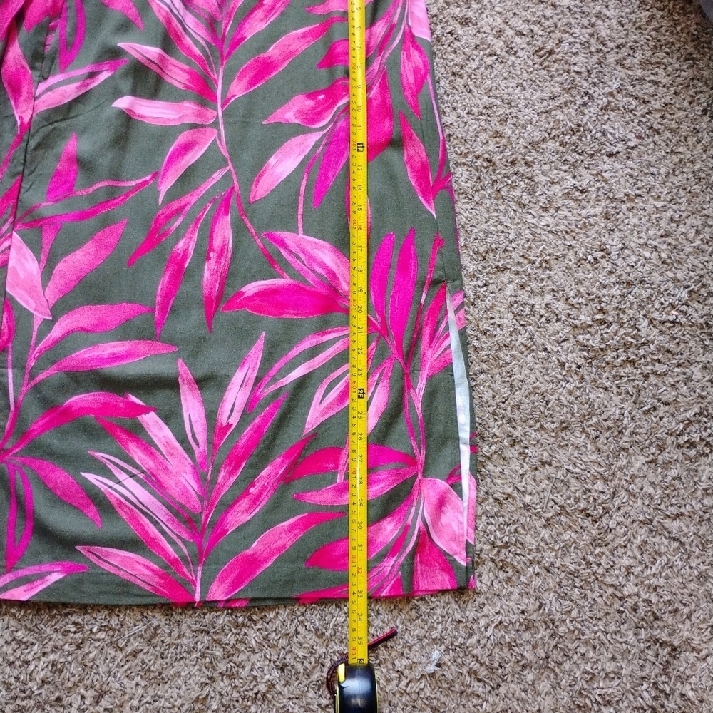 NWT Tropical Leaf Linen Blend Skirt Size 22 , Elastic Waist Holiday Party - Picture 2 of 4